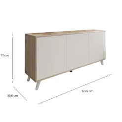 Credenza Annina, 154x40h72 cm, Rovere e Bianco<Dmora Shop