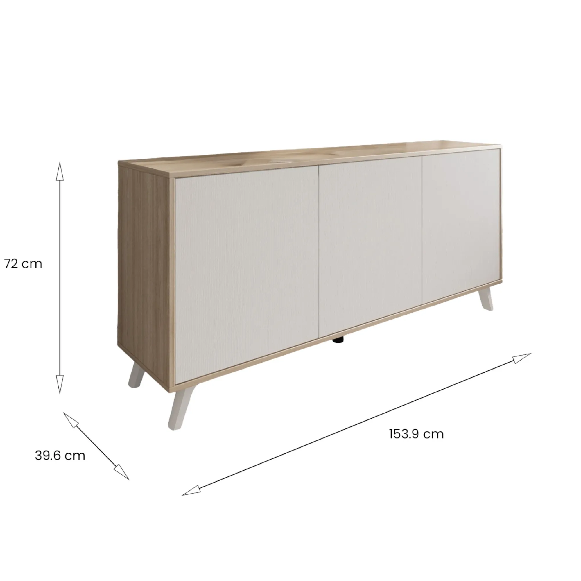 Credenza Annina, 154x40h72 cm, Rovere e Bianco<Dmora Shop