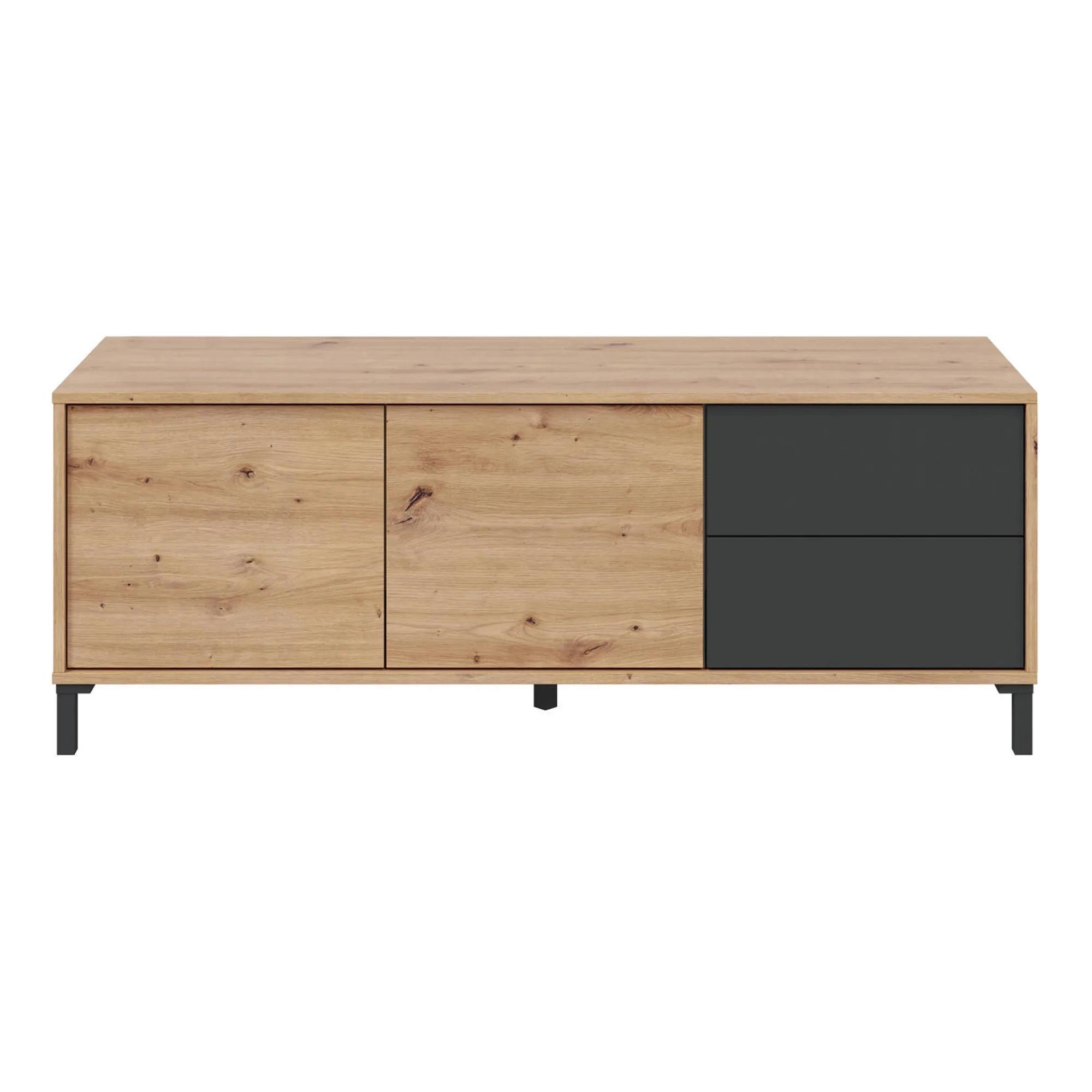 Credenza Anora, 130x41h47 cm, Rovere nodi e Antracite<Dmora Hot