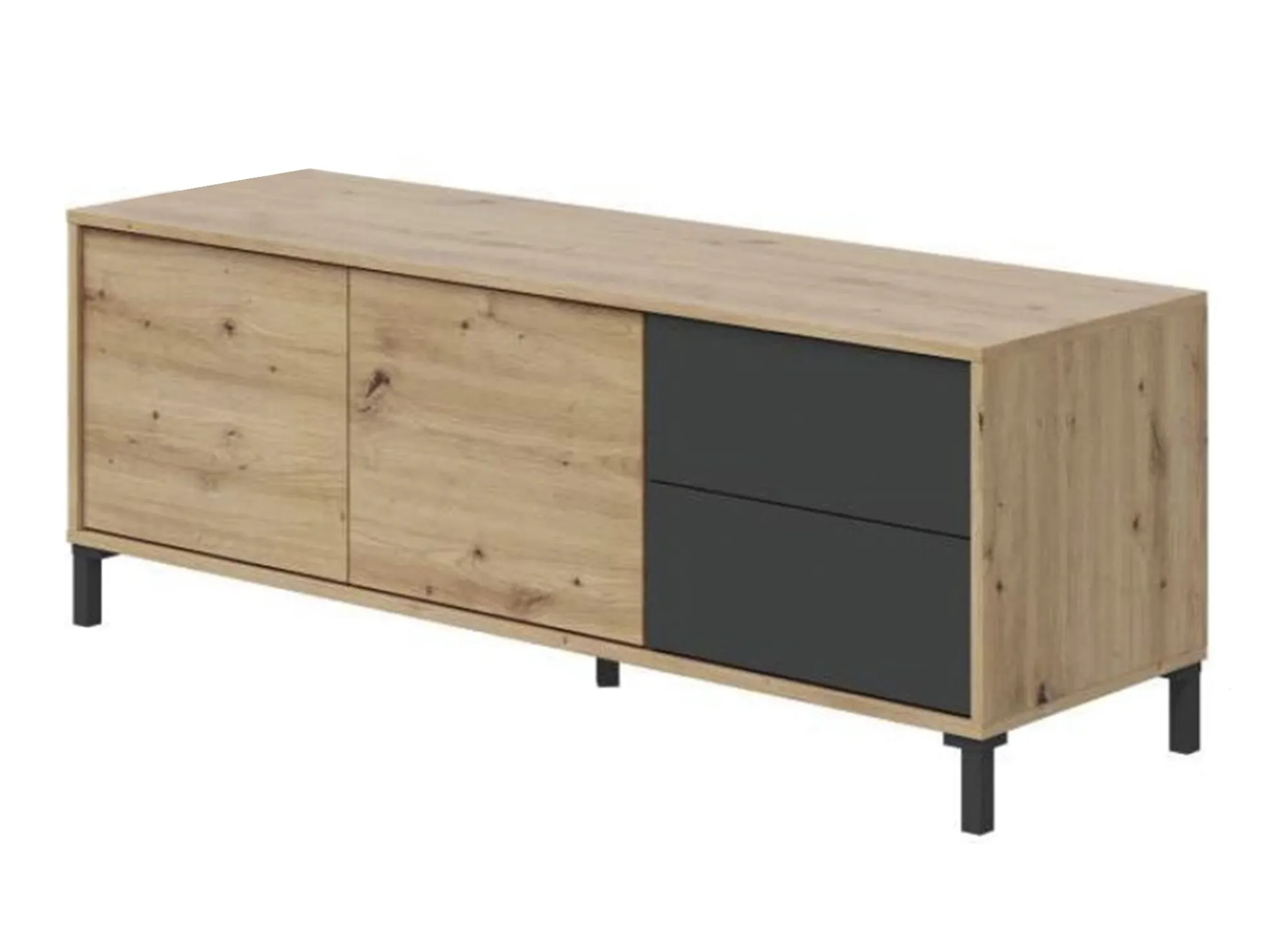 Credenza Anora, 130x41h47 cm, Rovere nodi e Antracite<Dmora Hot