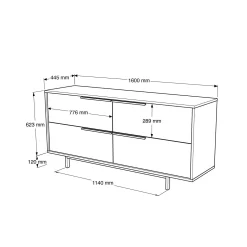Credenza Anterivo, 160x45 h74 cm, Noce e Quercia<Dmora New