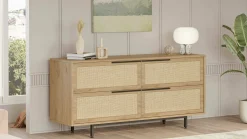 Credenza Anterivo, 160x45 h74 cm, Noce e Quercia<Dmora New