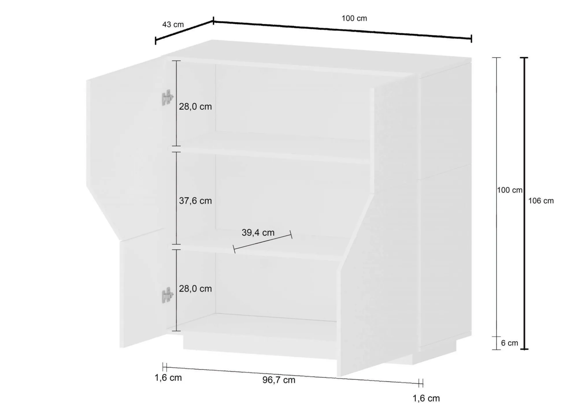 Credenza Arbal, cm 100x43h106, Ardesia e Acero<Dmora Store