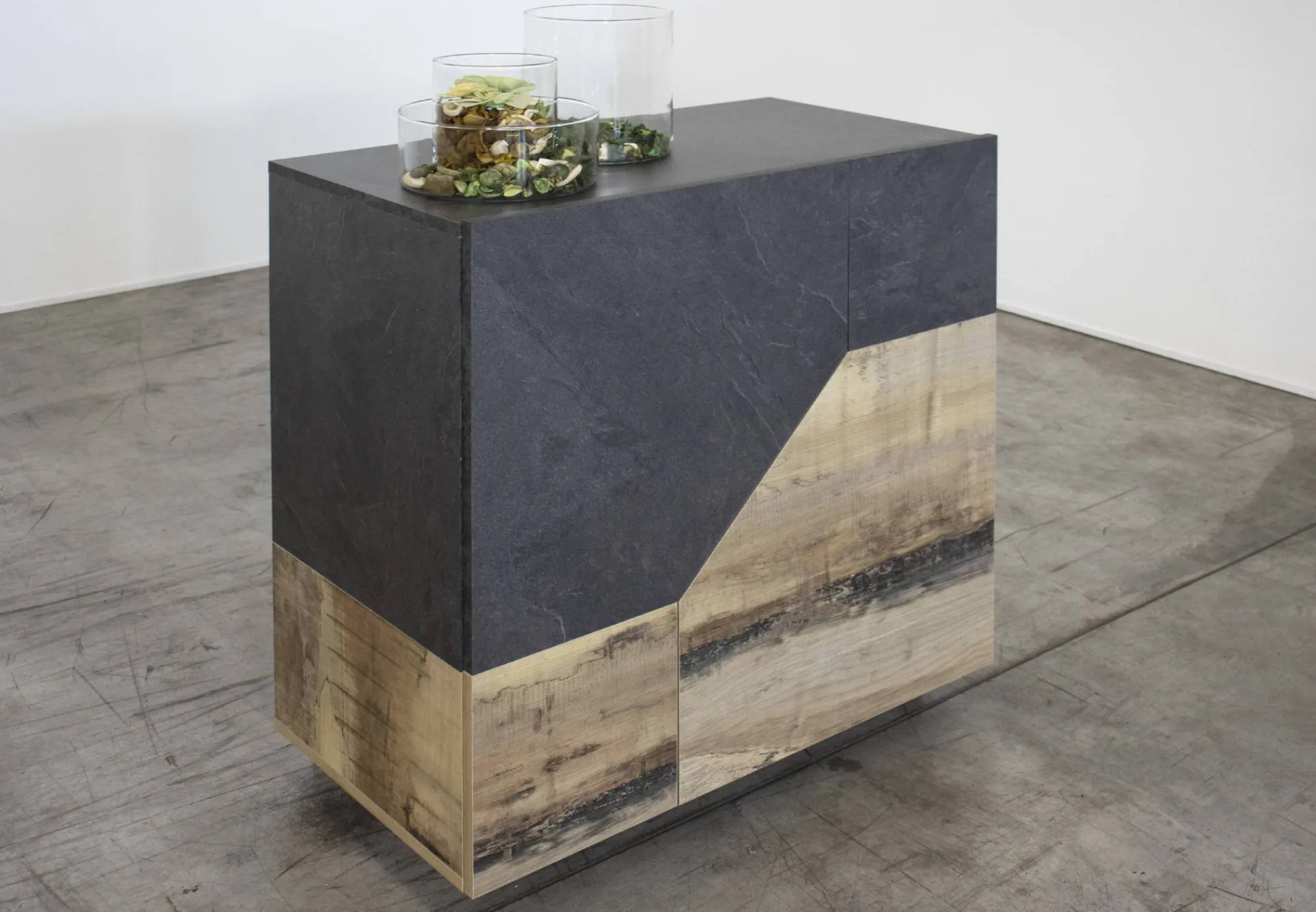 Credenza Arbal, cm 100x43h106, Ardesia e Acero<Dmora Store