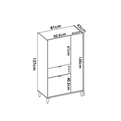 Credenza Archimede, 81x43h137 cm, Bianco e Rovere<Dmora Best Sale