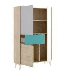 Credenza Archimede, 81x43h137 cm, Bianco e Rovere<Dmora Best Sale