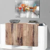 Credenza Arek, cm 170x45h85, Bianco lucido e Acero<Dmora Store