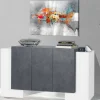 Credenza Arek, cm 170x45h85, Bianco lucido e Ardesia<Dmora Sale