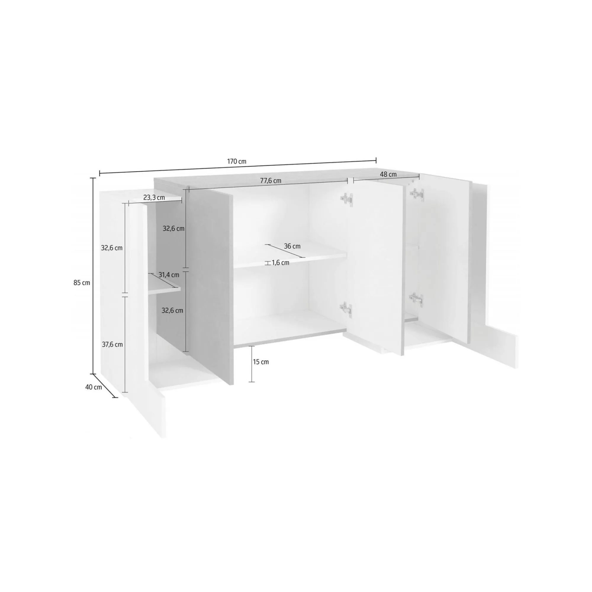 Credenza Arek, cm 170x45h85,<Dmora Hot