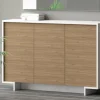 Credenza Arius, 134x35h87 cm, Bianco e Rovere<Dmora Sale