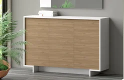 Credenza Arius, 134x35h87 cm, Bianco e Rovere<Dmora Sale