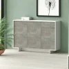 Credenza Arius, 134x35h87 cm, Bianco e Cemento<Dmora Clearance