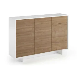 Credenza Arius, 134x35h87 cm, Bianco e Rovere<Dmora Sale