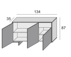 Credenza Arius, 134x35h87 cm, Bianco e Rovere<Dmora Sale