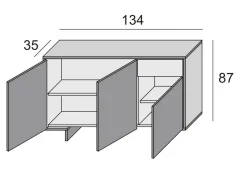 Credenza Arius, 134x35h87 cm, Bianco e Cemento<Dmora Clearance