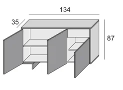 Credenza Arius, 134x35h87 cm, Bianco e Beige<Dmora New