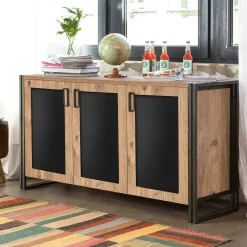 Credenza Arjuna, 140x45h80 cm, Quercia e Nero<Dmora Best Sale