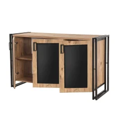 Credenza Arjuna, 140x45h80 cm, Quercia e Nero<Dmora Best Sale