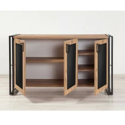Credenza Arjuna, 140x45h80 cm, Quercia e Nero<Dmora Best Sale