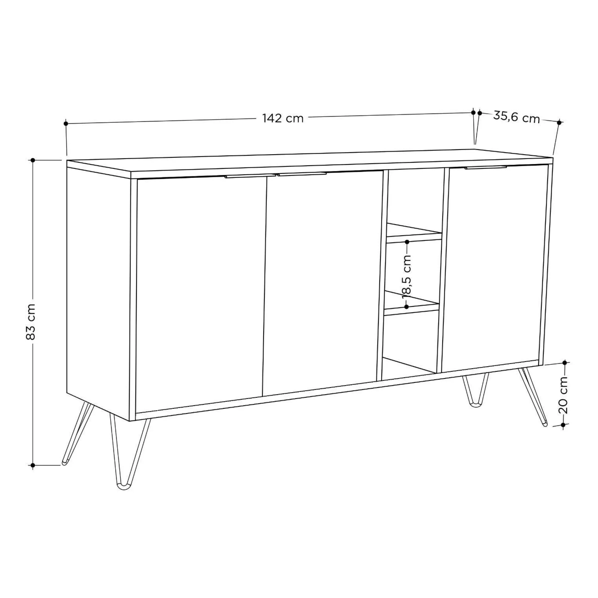Credenza Arlene, 142x36 h83 cm, Marrone e Azzurro<Dmora Best Sale