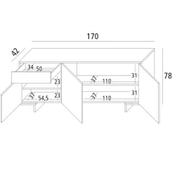 Credenza Aronne, 170x42h78 cm,<Dmora New