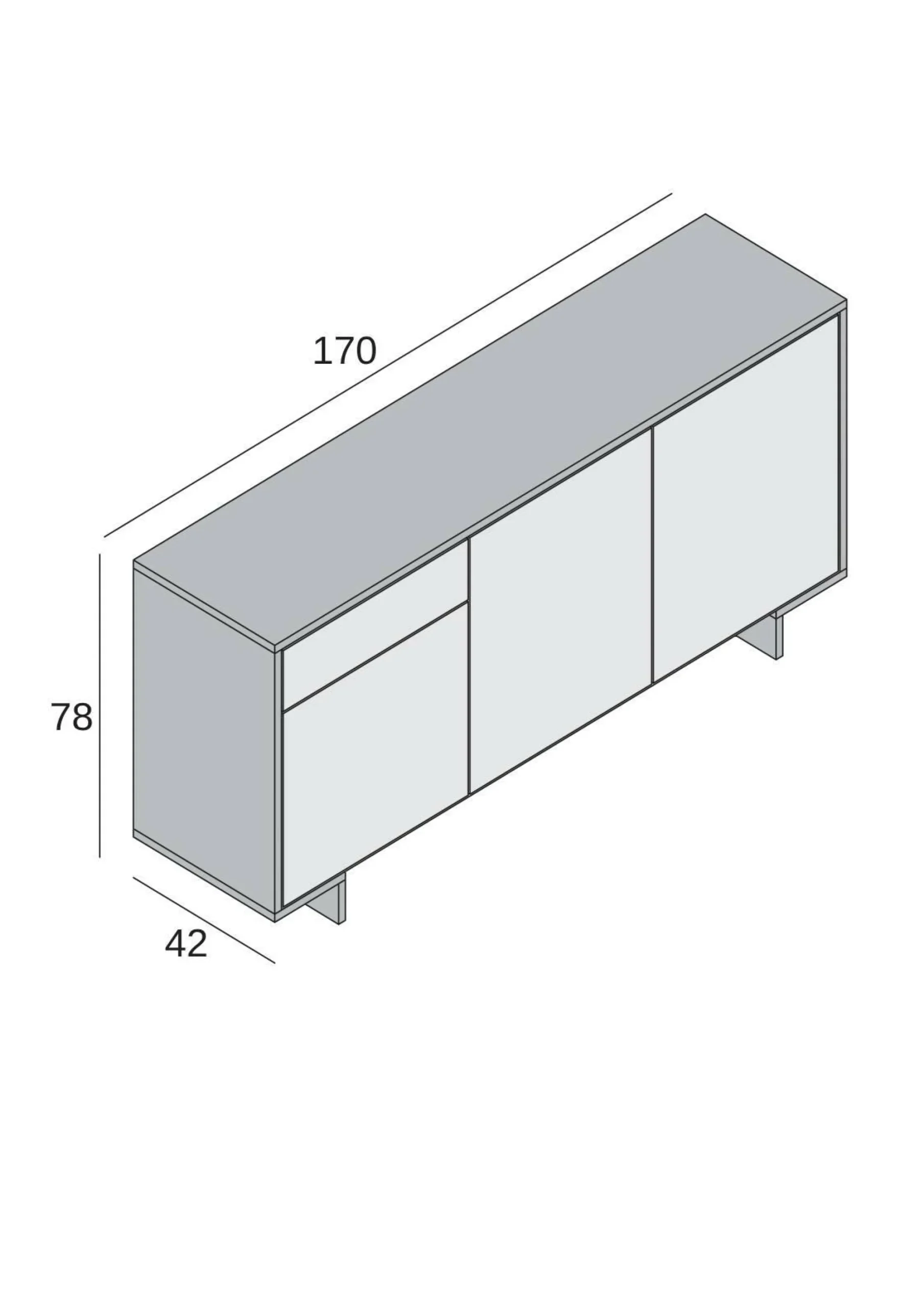 Credenza Aronne, 170x42h78 cm,<Dmora New