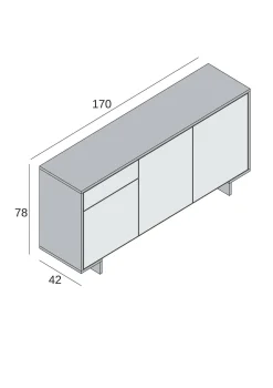 Credenza Aronne, 170x42h78 cm, Bianco e Rovere<Dmora Best Sale