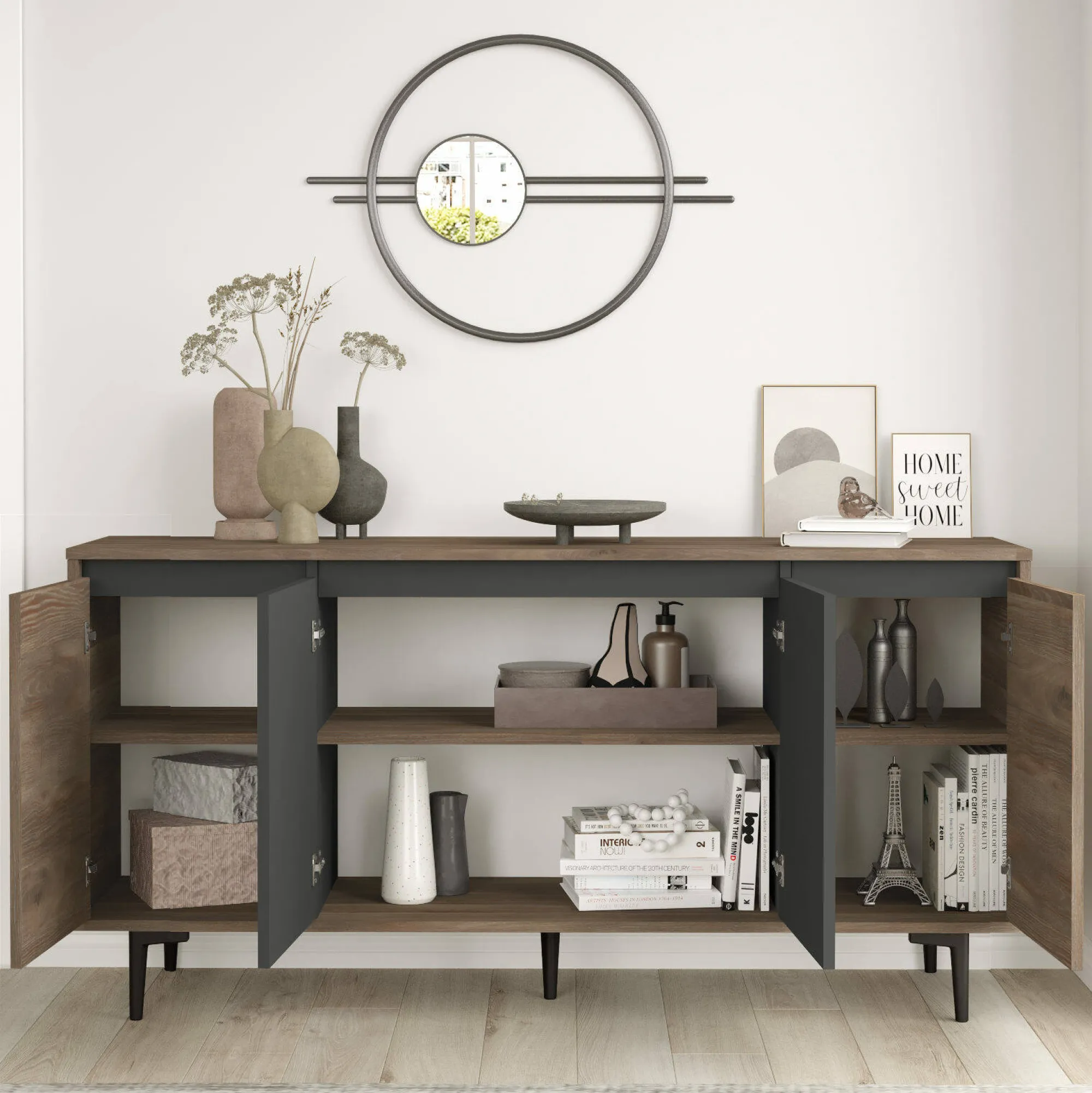 Credenza Arpalice, 160x40 h72 cm, Marrone e Antracite<Dmora Best Sale