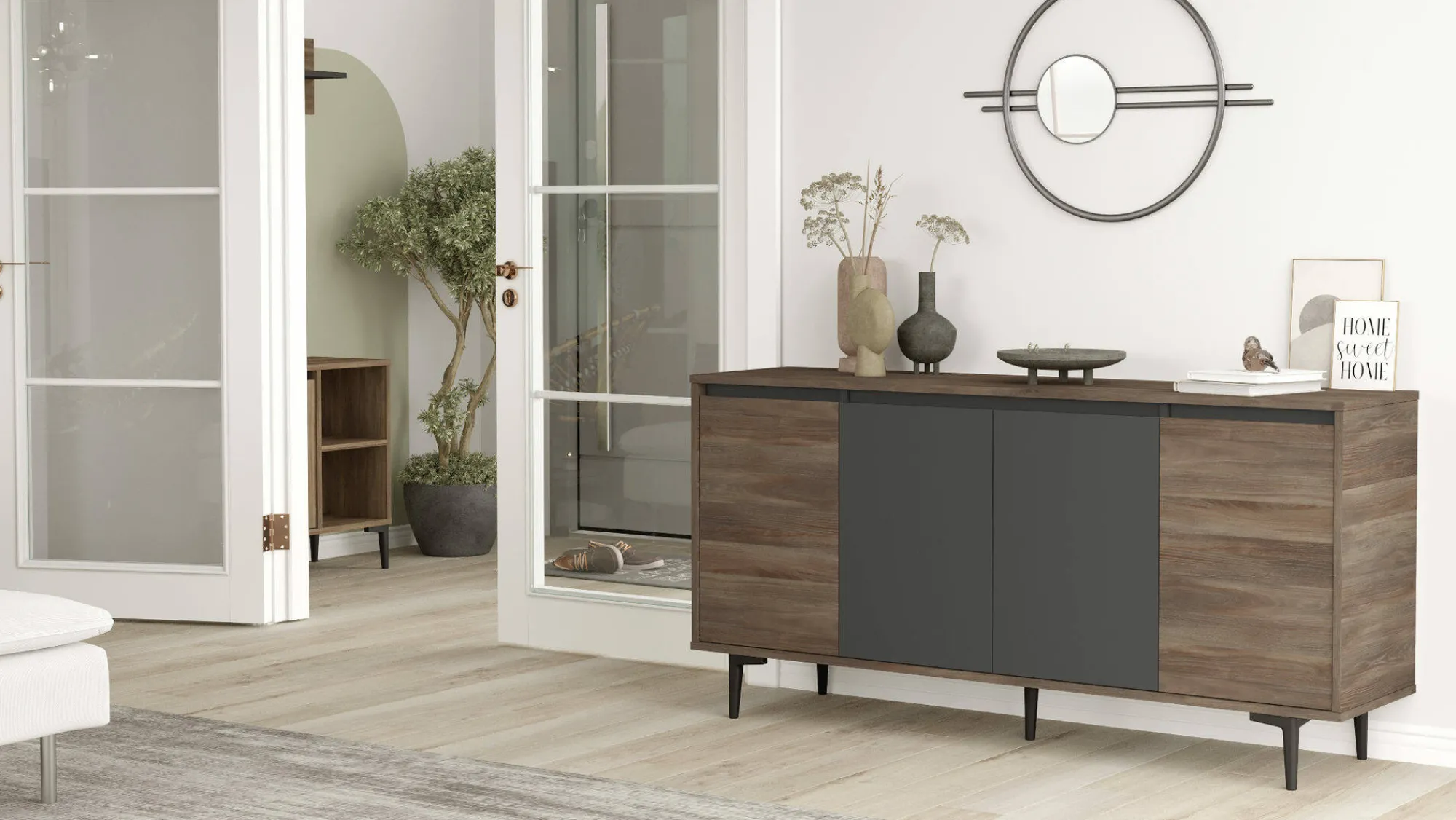 Credenza Arpalice, 160x40 h72 cm, Marrone e Antracite<Dmora Best Sale