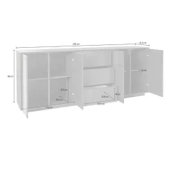 Credenza Arrachis, cm 220x41h86,<Dmora Online