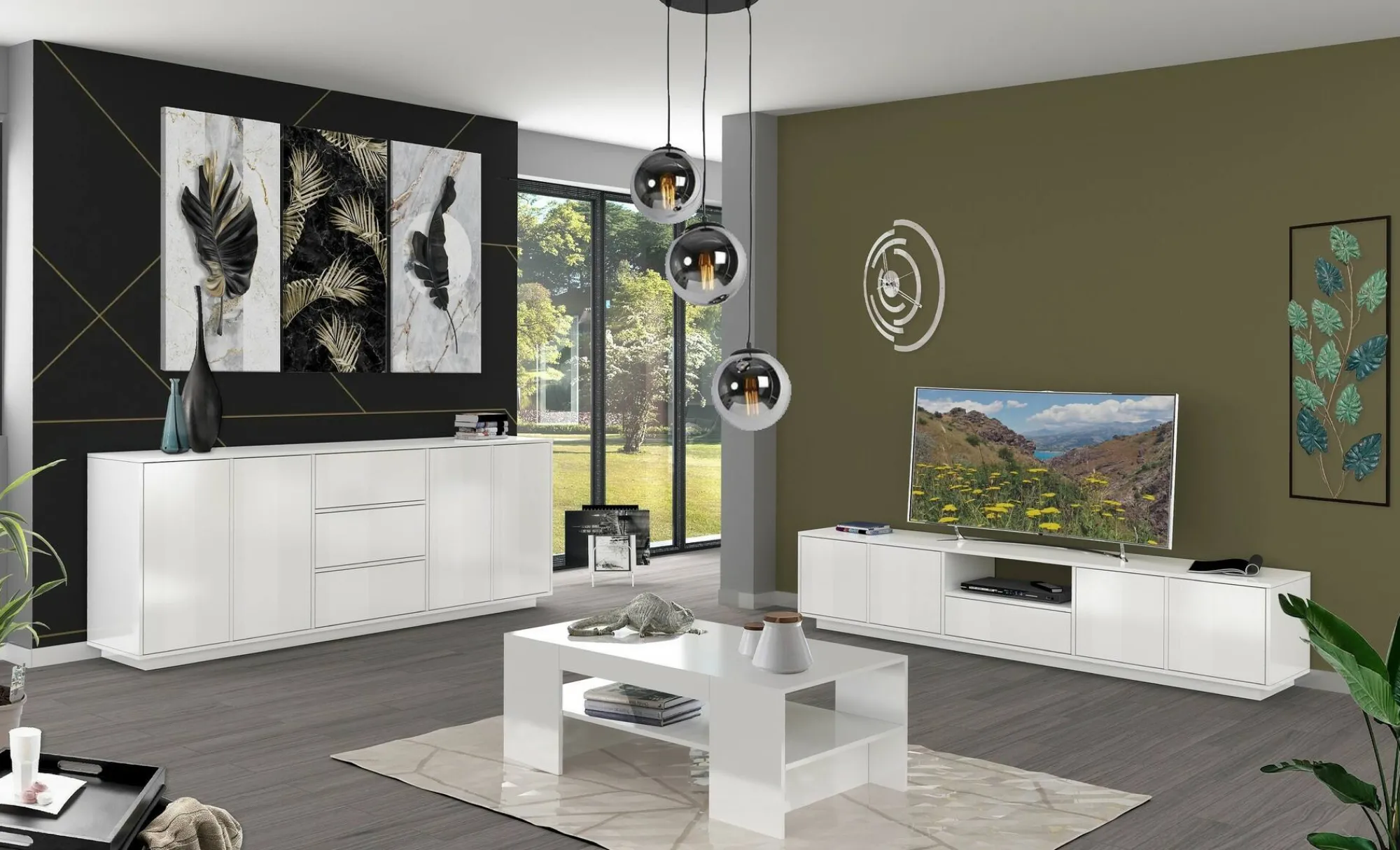 Credenza Arrachis, cm 220x41h86,<Dmora Online