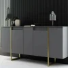 Credenza Arta, 160x35h80 cm, Antracite e Oro<Dmora Shop
