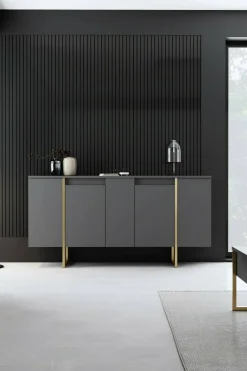 Credenza Arta, 160x35h80 cm, Antracite e Oro<Dmora Shop