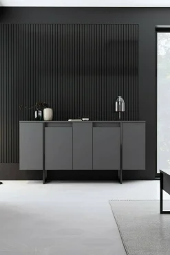 Credenza Arta, 160x35h80 cm, Antracite e Nero<Dmora Sale