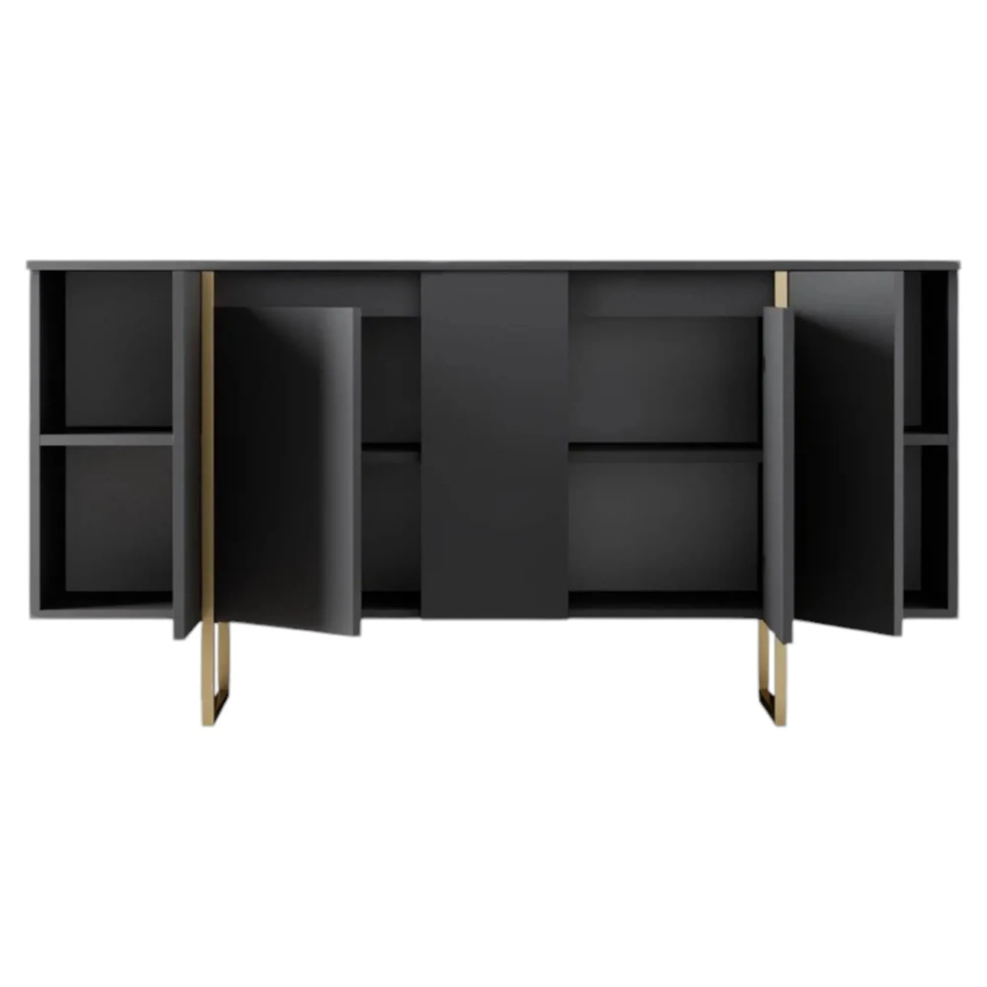Credenza Arta, 160x35h80 cm, Antracite e Oro<Dmora Shop
