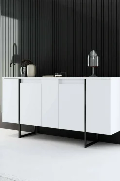Credenza Arta, 160x35h80 cm, Bianco e Nero<Dmora Cheap