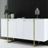 Credenza Arta, 160x35h80 cm, Bianco e Oro<Dmora Hot