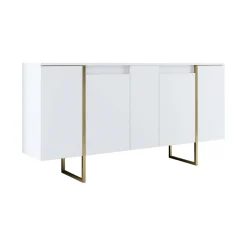 Credenza Arta, 160x35h80 cm, Bianco e Oro<Dmora Hot
