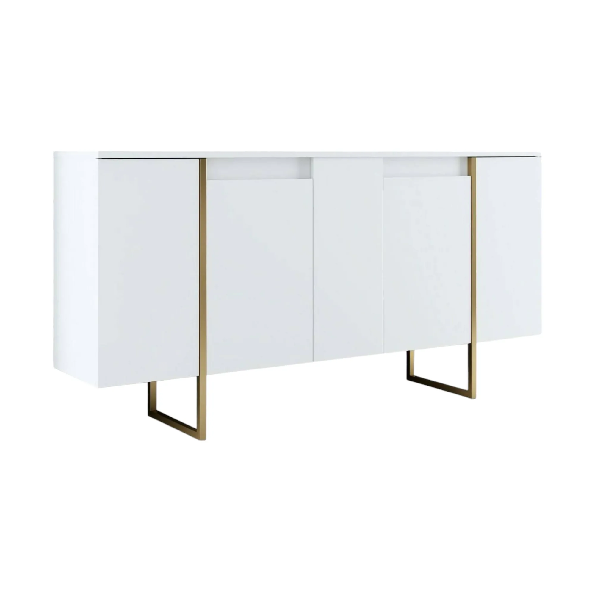 Credenza Arta, 160x35h80 cm, Bianco e Oro<Dmora Hot