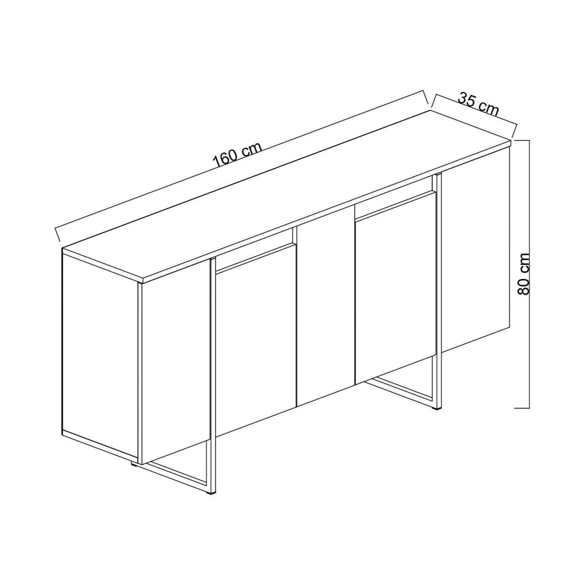 Credenza Arta, 160x35h80 cm, Bianco e Oro<Dmora Hot