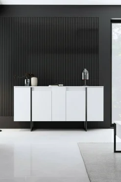 Credenza Arta, 160x35h80 cm, Bianco e Nero<Dmora Cheap