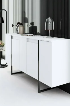 Credenza Arta, 160x35h80 cm, Bianco e Nero<Dmora Cheap