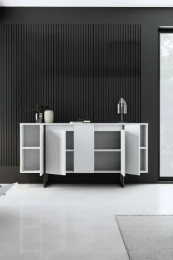 Credenza Arta, 160x35h80 cm, Bianco e Nero<Dmora Cheap