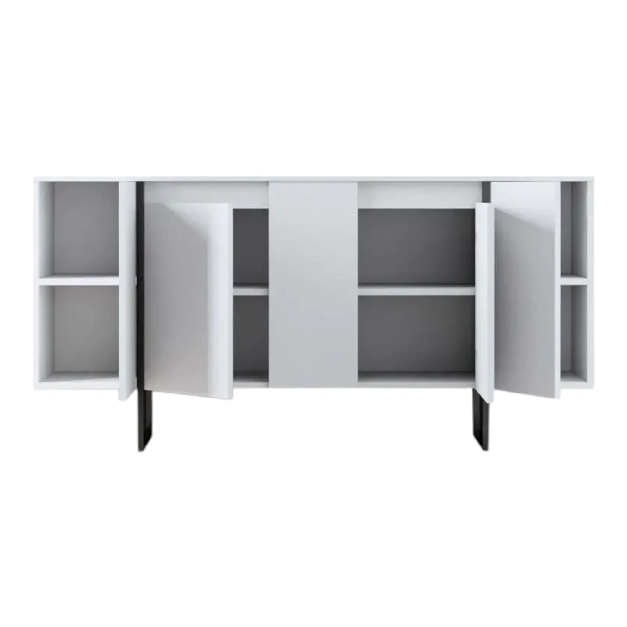 Credenza Arta, 160x35h80 cm, Bianco e Nero<Dmora Cheap