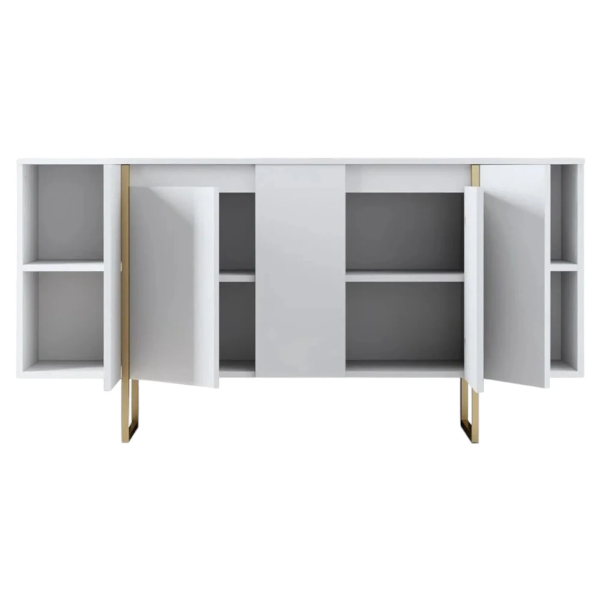 Credenza Arta, 160x35h80 cm, Bianco e Oro<Dmora Hot