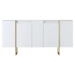 Credenza Arta, 160x35h80 cm, Bianco e Oro<Dmora Hot
