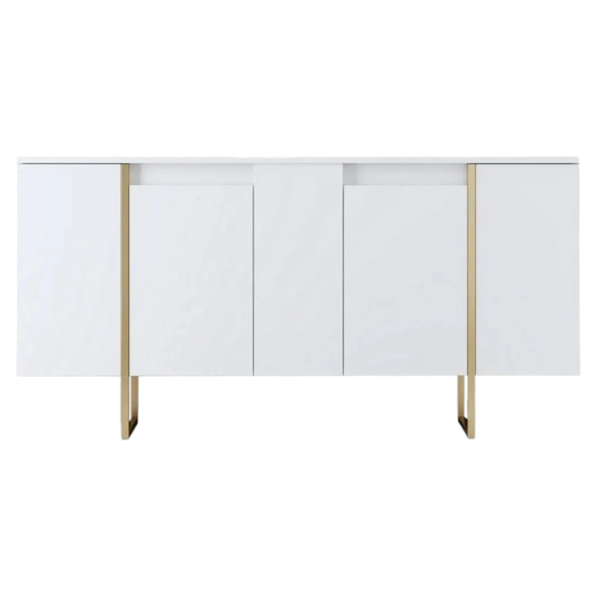 Credenza Arta, 160x35h80 cm, Bianco e Oro<Dmora Hot