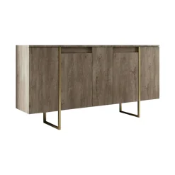 Credenza Arta, 160x35h80 cm, Noce e Oro<Dmora Fashion