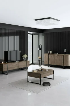 Credenza Arta, 160x35h80 cm, Noce e Nero<Dmora Online