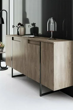Credenza Arta, 160x35h80 cm, Noce e Nero<Dmora Online